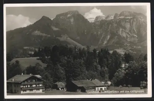AK Berchtesgaden-Strub, Landhaus Bachingerlehen, Inh. Josef Pfnür, mit der Göllgruppe