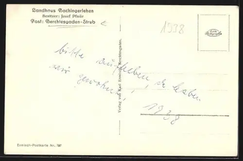 AK Berchtesgaden-Strub, Landhaus Bachingerlehen, Inh. Josef Pfnür, mit der Göllgruppe