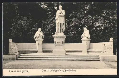 AK Berlin, Otto II. Markgraf von Brandenburg, Denkmal, Grosser Tiergarten