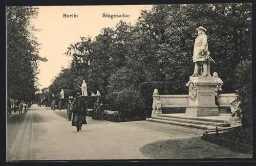 AK Berlin, Grosser Tiergarten, Siegesallee, Denkmäler