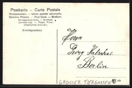 AK Berlin, Grosser Tiergarten, Joachim I., Denkmal