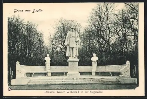 AK Berlin, Grosser Tiergarten, Denkmal Kaiser Wilhelm I in der Siegesallee
