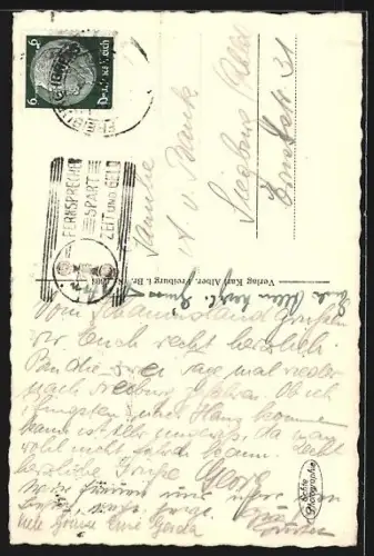 AK Freiburg i. Br., Blick vom Münsterturm auf Kaufhaus und Schwabentor