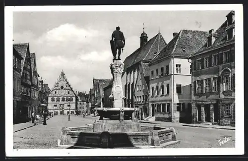 AK Weissenburg i. Bay., Kaiser-Ludwig-Brunnen, Rathaus, Karmeliterkirche