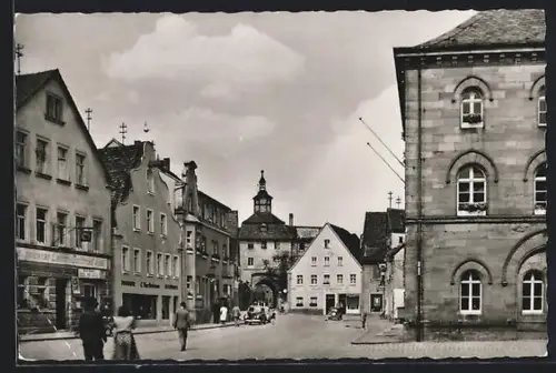 AK Wassertrüdingen, Gasthaus zum goldenen Lamm am Marktplatz