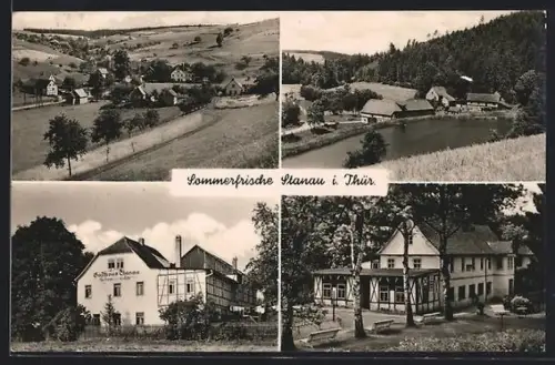 AK Stanau i. Thür., Gasthaus Stanau, Ortsansichten