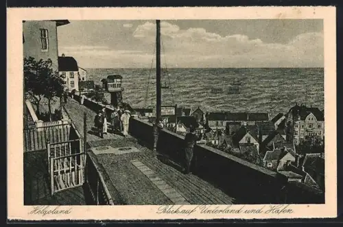 AK Helgoland, Blick auf Unterland und Hafen