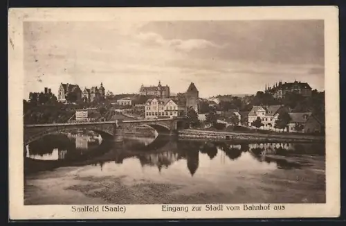 AK Saalfeld /Saale, Eingang zur Stadt vom Bahnhof aus