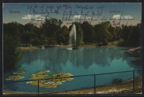AK Wurzen, Stadtpark mit Springbrunnen