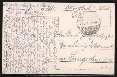 AK Alten-Grabow, Truppenübungsplatz, Kommandantur, Flagge, Teich mit Schwänen