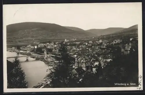 AK Miltenberg a. Main, Stadtansicht mit Main und Brücke
