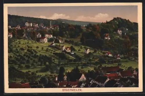 AK Badenweiler, Ortsansicht mit Villen und Landschaft