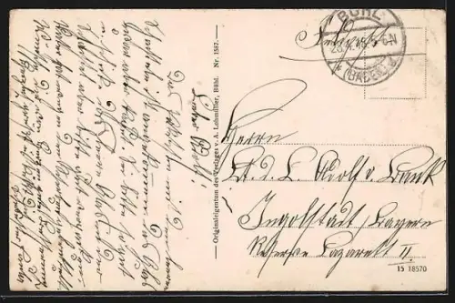 AK Bühl /Baden, Stadtansicht mit Kirche und Bergen im Hintergrund