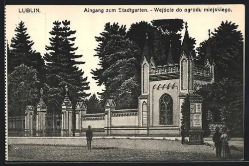 AK Lublin, Eingang zum Stadtgarten, Wejscie do ogrodu miejskiego