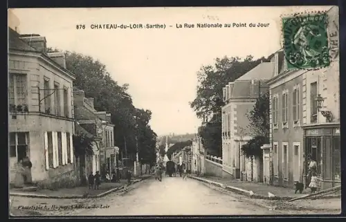 AK Château-du-Loir /Sarthe, La Rue Nationale au Point du Jour