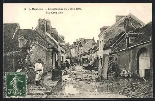 AK Mamers, Catastrophe du 7 juin 1904, Rue Cinq Ans