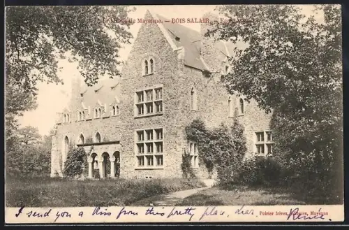AK Mayenne, Bois Salair, Vue du château pittoresque entouré d`arbres