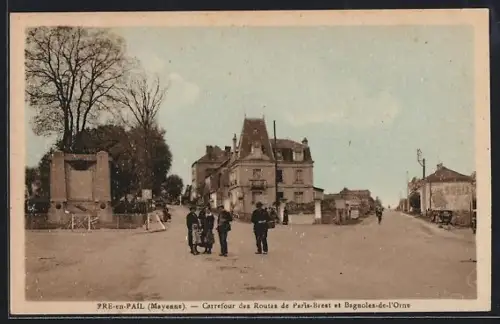 AK Pré-en-Pail /Mayenne, Carrefour des Routes de Paris-Brest et Bagnoles-de-l`Orne