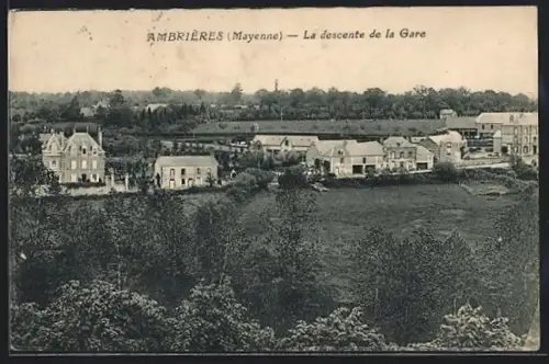 AK Ambrières /Mayenne, La descente de la Gare