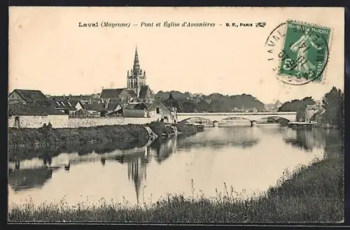 AK Laval /Mayenne, Pont et Église d`Avesnières