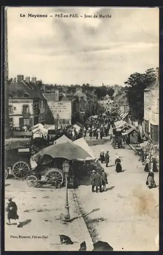 AK Pré-en-Pail, Jour de Marché, Zentrum am Markttag