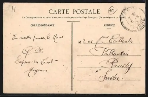 AK Vaiges, Quartier des Ecoles avec Café