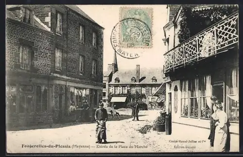 AK Fougerolles-du-Plessis, Entrée de la Place du Marché