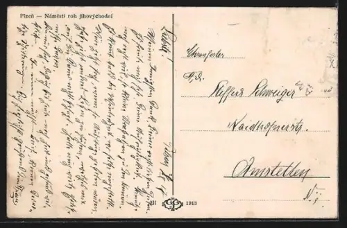 AK Plzen, Namesti roh jihovychodni, Strassenbahn