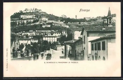 AK Firenze, Strassenbahn, S. Domenico e Panorama di Fiesole