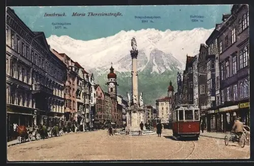 AK Innsbruck, Maria-Theresienstrasse, Strassenbahn