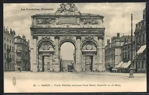 AK Nancy, Porte Désilles, Strassenbahn