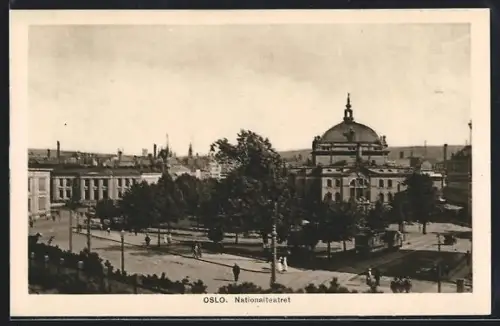 AK Oslo, Nationalteatret, Strassenbahn