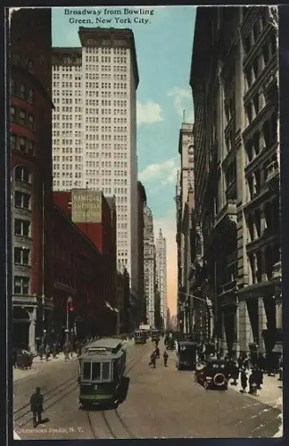 AK New York City, NY, Bradway from Bowling, Strassenbahn