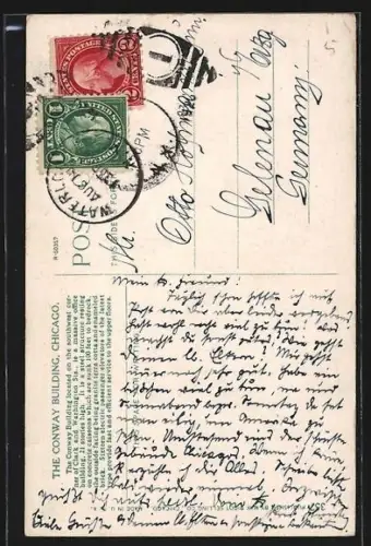 AK Chicago, IL, The Conway Building, Strassenbahn