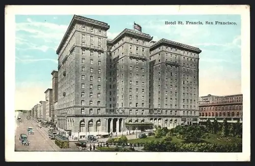 AK San Francisco, Hotel St. Francis, Strassenbahn