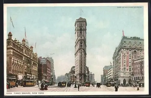 AK New York City, NY, Times Square, Strassenbahn