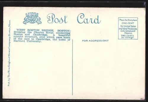 AK Boston, Mass., West Boston Bridge, Strassenbahn