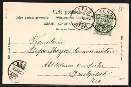 AK Bern, Kirchenfeldbrücke mit Strassenbahn und Bundespalast