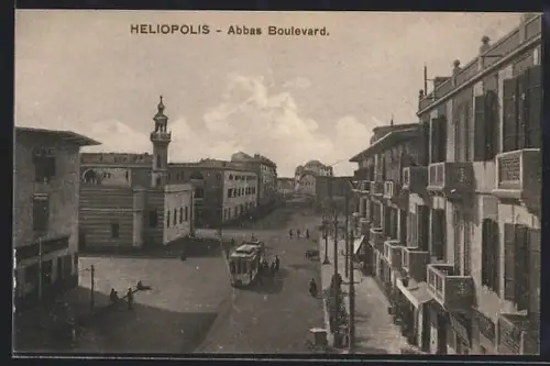 AK Heliopolis, Abbas Boulevard, Strassenbahn