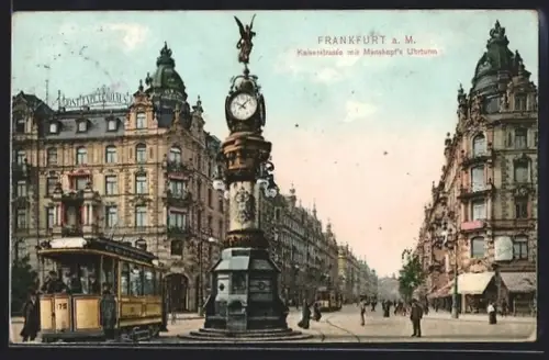 AK Frankfurt, Strassenbahn mit Schaffner