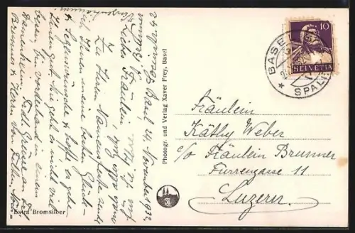 AK Basel, Die drei Rheinbrücken mit Strassenbahn