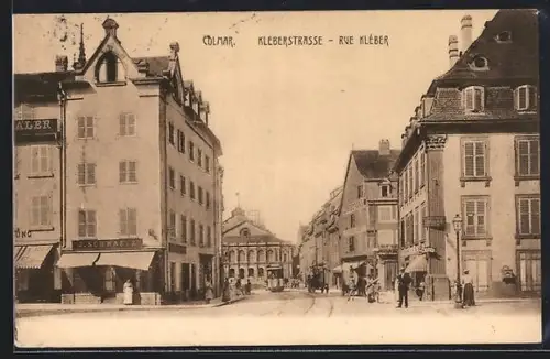 AK Colmar, Kleberstrasse mit Strassenbahn