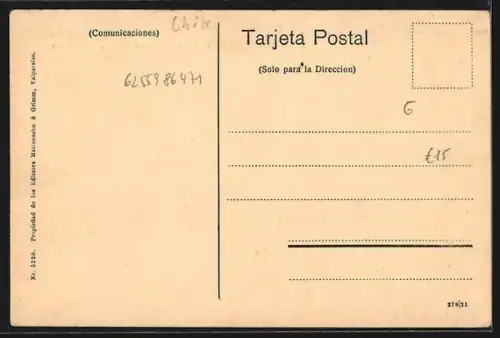 AK Valparaiso, Crucero Reyes con Calles Prat y Cochrane, Strassenbahn