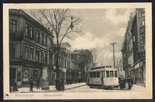 AK Wilhelmshaven, Bismarckstrasse mit Strassenbahn