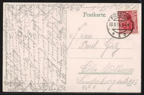 AK Pforzheim, Ansicht der Rossbrücke mit Strassenbahn