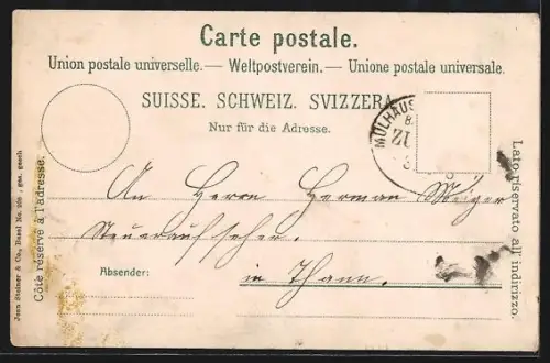 AK Basel, Steinenring mit Pauluskirche, Strassenbahn