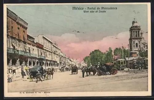 AK México, Portal de Mercaderes, Strassenbahn