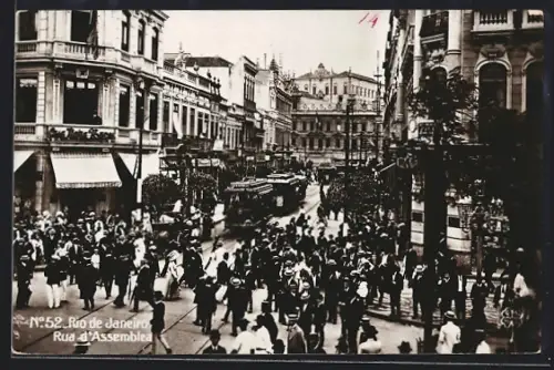 AK Rio de Janeiro, Rua d`Assemblea, Strassenbahn