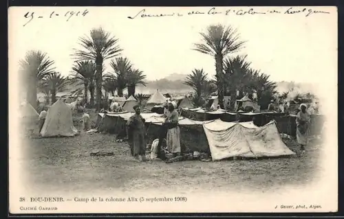 AK Bou-Denib, Camp de la colonne Alix 1908