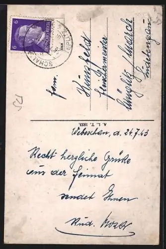 AK Teplitz-Schönau, Ortspartie mit Gebäuden und Gartenanlage